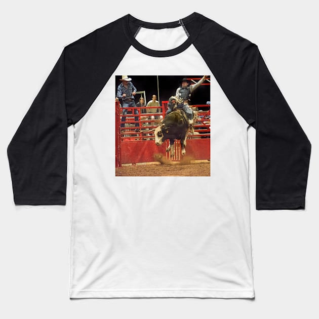 Bull rider Baseball T-Shirt by joesaladino